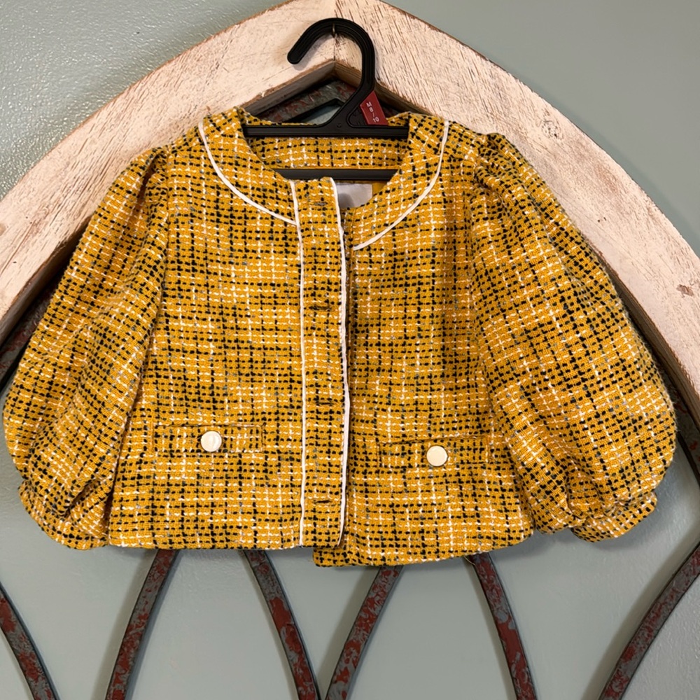 Janie and Jack Girls 4T Yellow Boucle Jacket